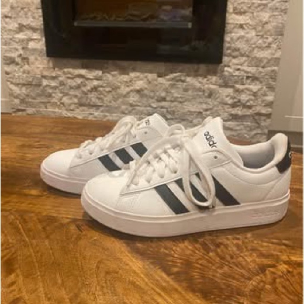 Adidas Classic White Sneakers with Black Stripes